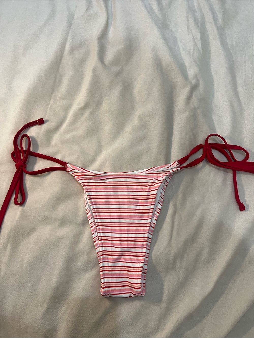 Frankie's Bikinis Red and White Striped Tie-Side Bikini Bottom